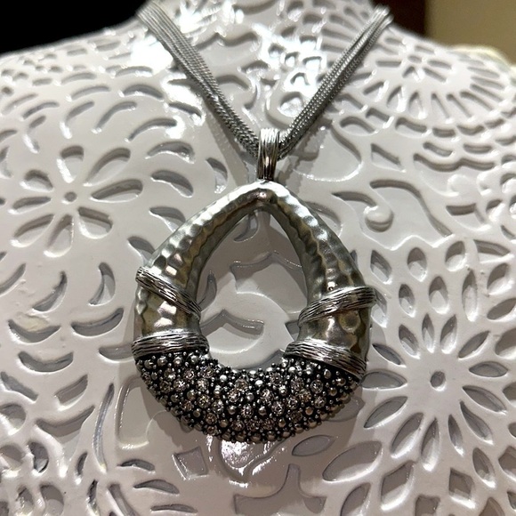 NWT Necklace Macy’s Silver Australian Crystals Statement Pendant Multi C… - Picture 6 of 7